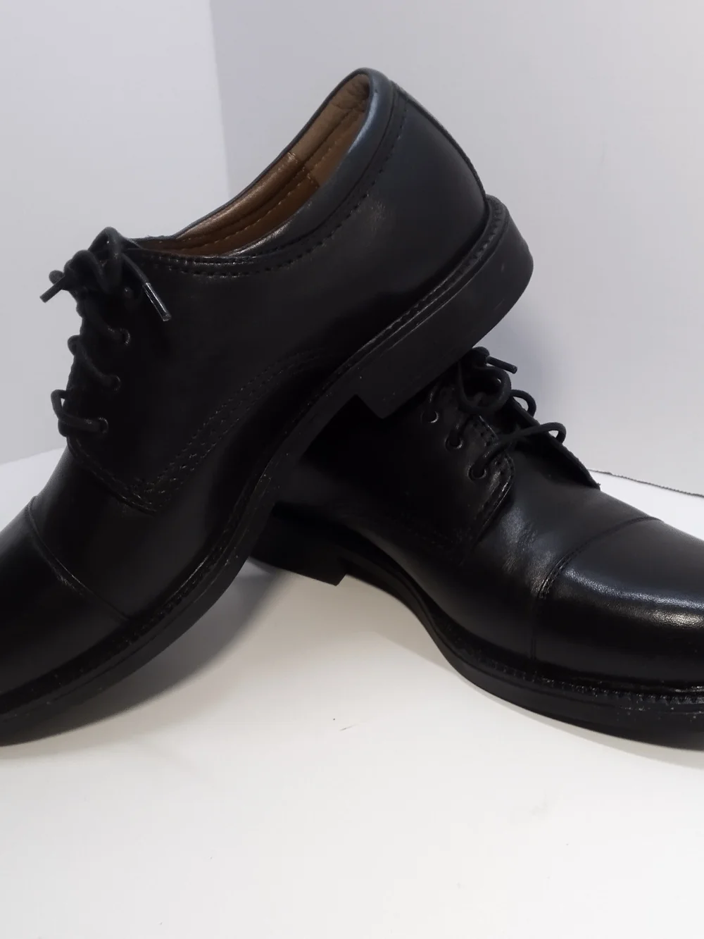 Dockers Black Cap-Toe Leather Derby Shoes Men's 11W